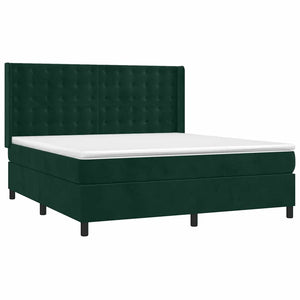 Κρεβάτι Boxspring με Στρώμα & LED Σκ. Πράσινο 160x200εκ Βελούδο - Pakobazaar