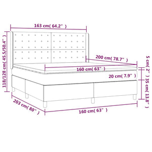 Κρεβάτι Boxspring με Στρώμα & LED Σκ. Μπλε 160x200εκ. Βελούδινο - Pakobazaar