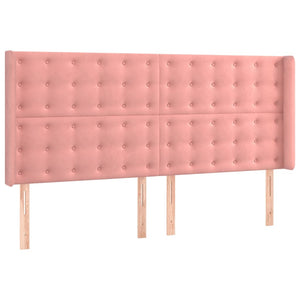 Κρεβάτι Boxspring με Στρώμα & LED Ροζ 160x200 εκ. Βελούδινο