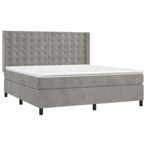 Κρεβάτι Boxspring με Στρώμα & LED Αν.Γκρι 180x200 εκ. Βελούδινο