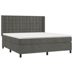 Κρεβάτι Boxspring με Στρώμα & LED Σκ. Γκρι 180x200εκ. Βελούδινο