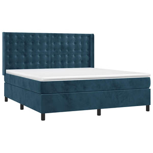 Κρεβάτι Boxspring με Στρώμα & LED Σκ. Μπλε 180x200εκ. Βελούδινο