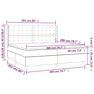 Κρεβάτι Boxspring με Στρώμα & LED Σκ. Γκρι 200x200εκ. Βελούδινο - Pakobazaar
