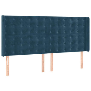 Κρεβάτι Boxspring με Στρώμα & LED Σκ. Μπλε 200x200εκ. Βελούδινο - Pakobazaar