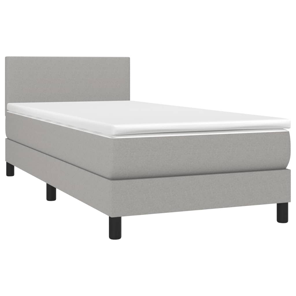 Κρεβάτι Boxspring με Στρώμα & LED Αν.Γκρι 80x200 εκ. Υφασμάτινο