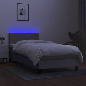 Κρεβάτι Boxspring με Στρώμα & LED Αν.Γκρι 90x200 εκ. Υφασμάτινο - Pakobazaar