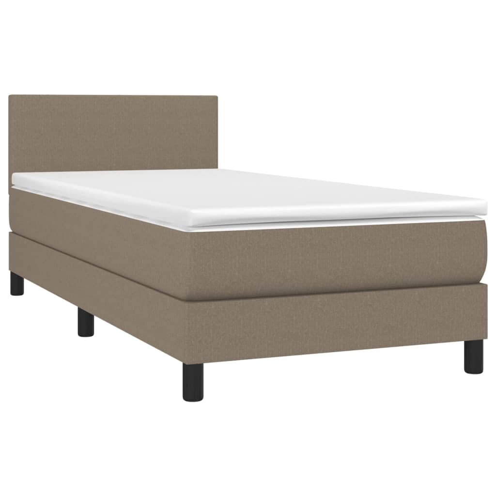 Κρεβάτι Boxspring με Στρώμα & LED Taupe 100x200 εκ. Υφασμάτινο