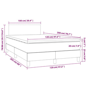 Κρεβάτι Boxspring με Στρώμα & LED Taupe 120x200 εκ. Υφασμάτινο