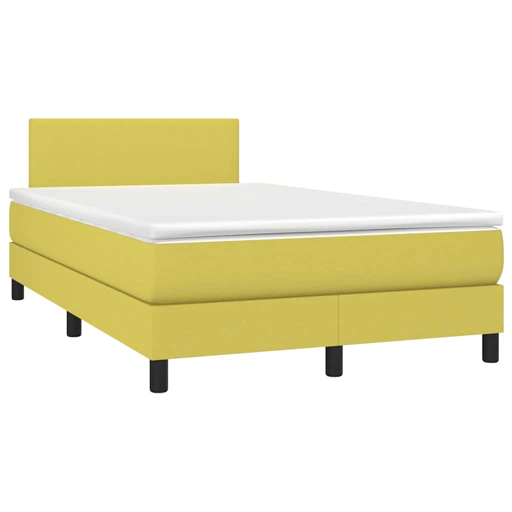 Κρεβάτι Boxspring με Στρώμα & LED Πράσινο 120x200 εκ Υφασμάτινο