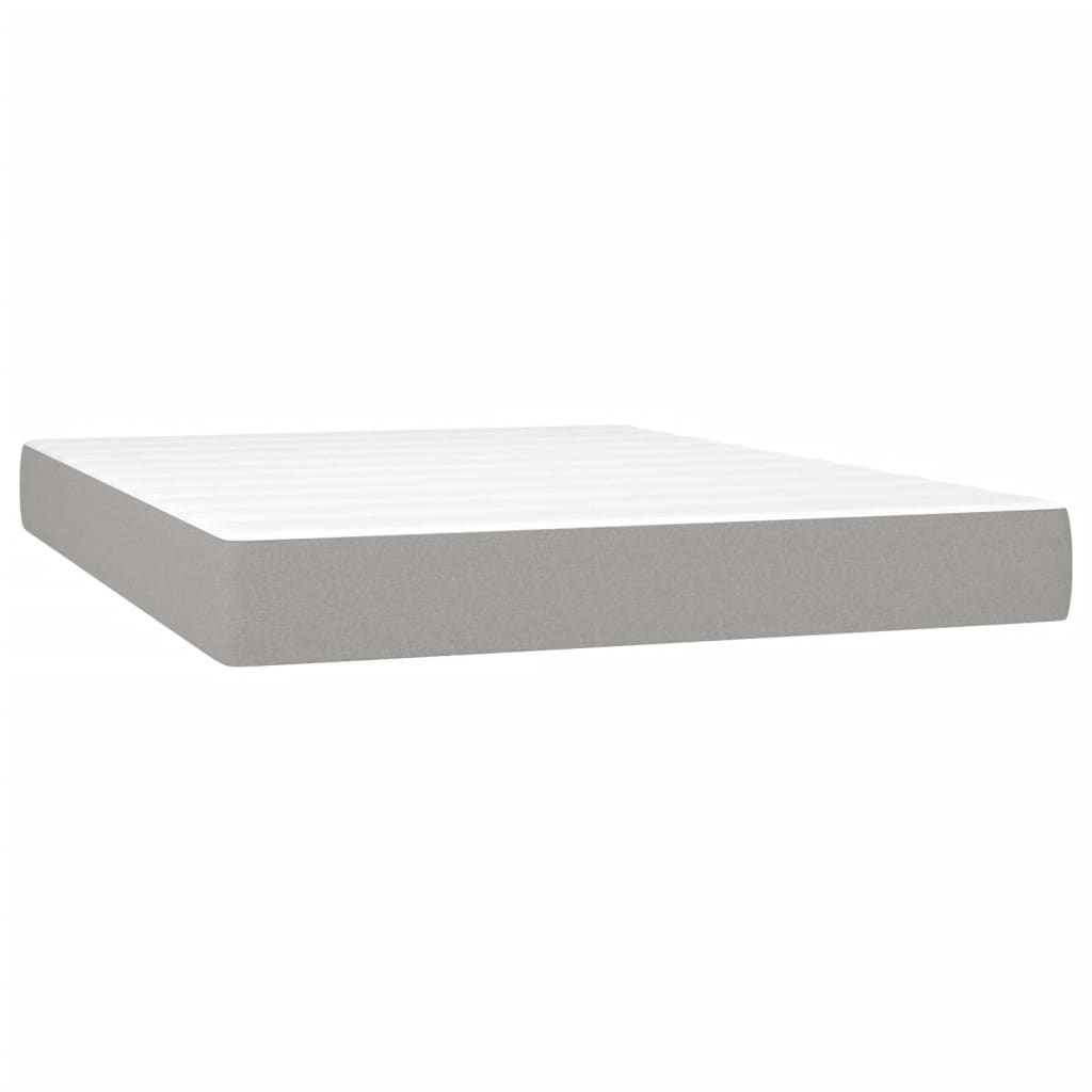 Κρεβάτι Boxspring με Στρώμα & LED Αν.Γκρι 140x190εκ. Υφασμάτινο