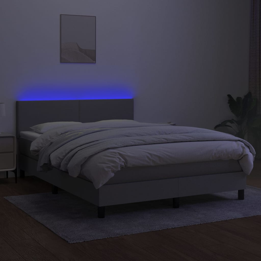 Κρεβάτι Boxspring με Στρώμα & LED Αν.Γκρι 140x200 εκ Υφασμάτινο - Pakobazaar