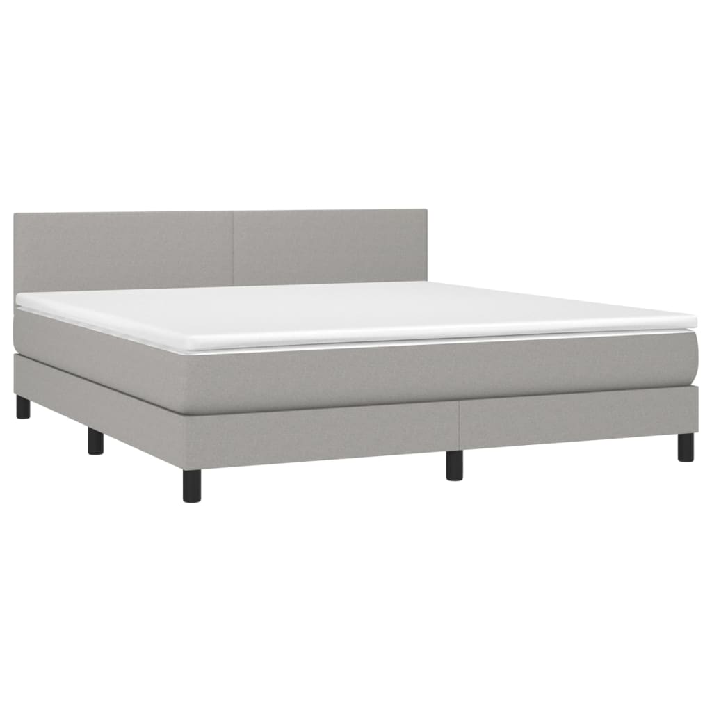 Κρεβάτι Boxspring με Στρώμα & LED Αν.Γκρι 160x200 εκ Υφασμάτινο