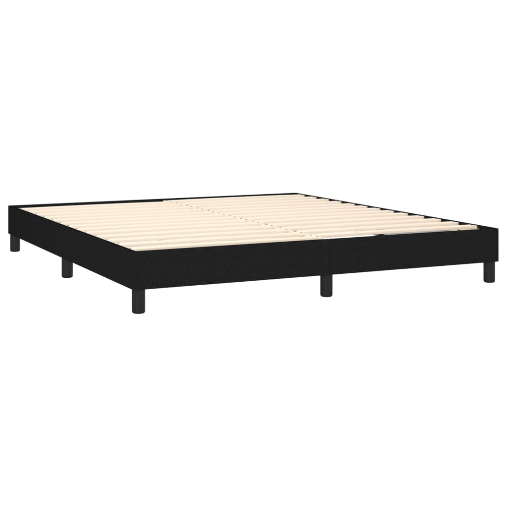 Κρεβάτι Boxspring με Στρώμα & LED Μαύρο 160x200 εκ. Υφασμάτινο - Pakobazaar