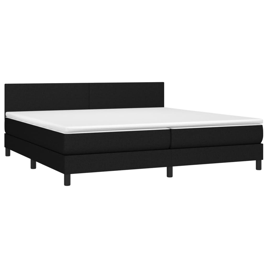 Κρεβάτι Boxspring με Στρώμα & LED Μαύρο 200x200 εκ. Υφασμάτινο