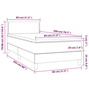 Κρεβάτι Boxspring με Στρώμα & LED Σκ.Καφέ 80x200 εκ. Υφασμάτινο