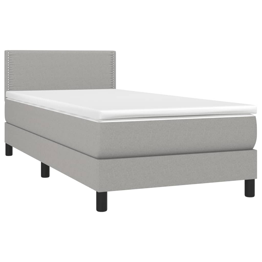 Κρεβάτι Boxspring με Στρώμα & LED Αν.Γκρι 90x190 εκ. Υφασμάτινο