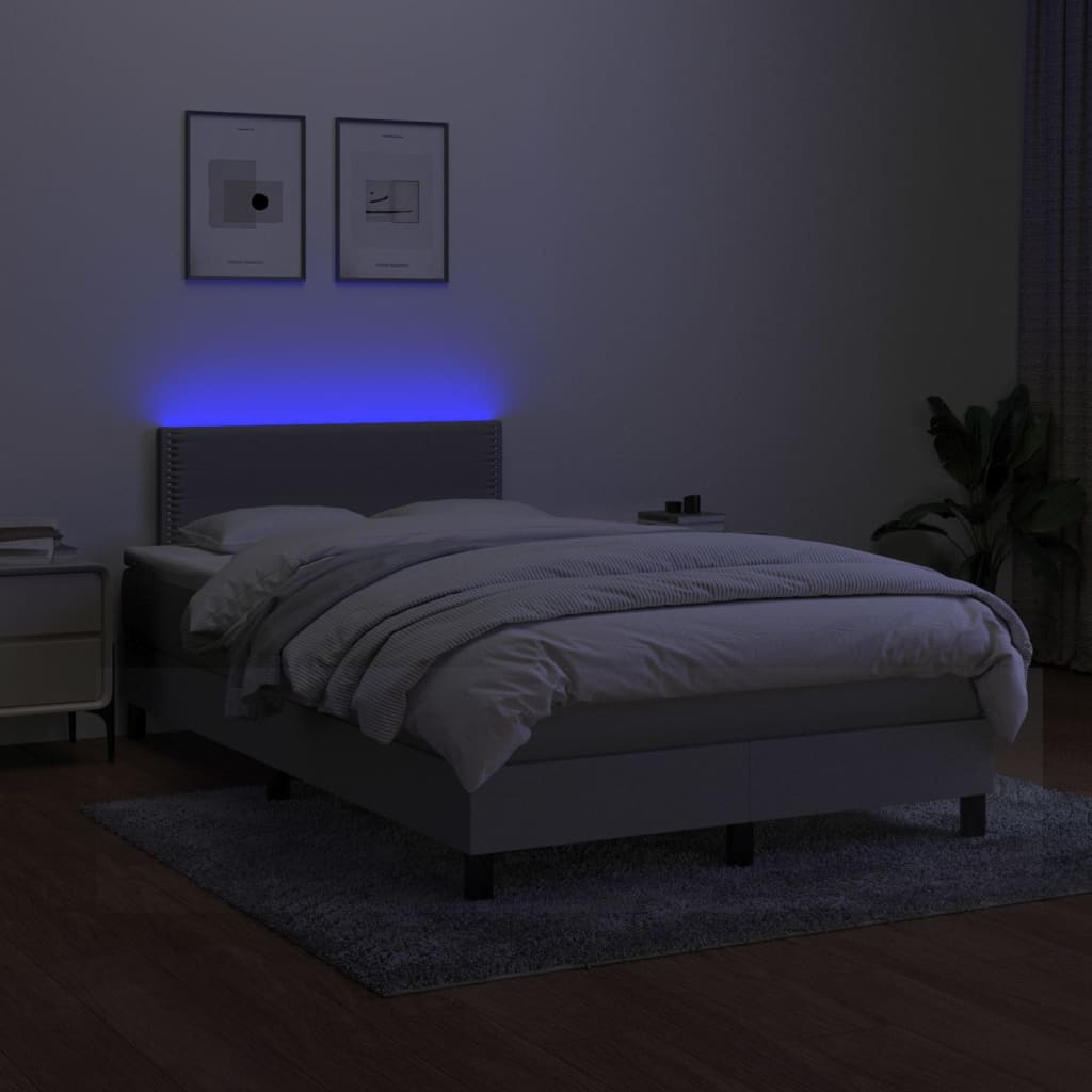 Κρεβάτι Boxspring με Στρώμα & LED Αν.Γκρι 120x200 εκ Υφασμάτινο