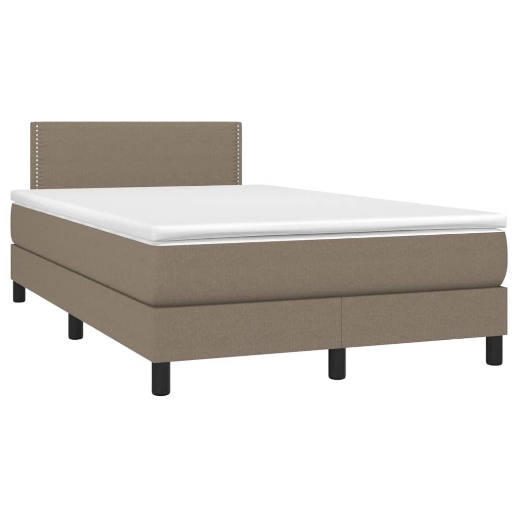 Κρεβάτι Boxspring με Στρώμα & LED Taupe 120x200 εκ. Υφασμάτινο