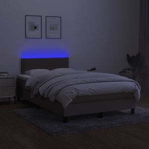 Κρεβάτι Boxspring με Στρώμα & LED Taupe 120x200 εκ. Υφασμάτινο