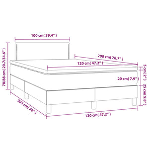 Κρεβάτι Boxspring με Στρώμα & LED Taupe 120x200 εκ. Υφασμάτινο