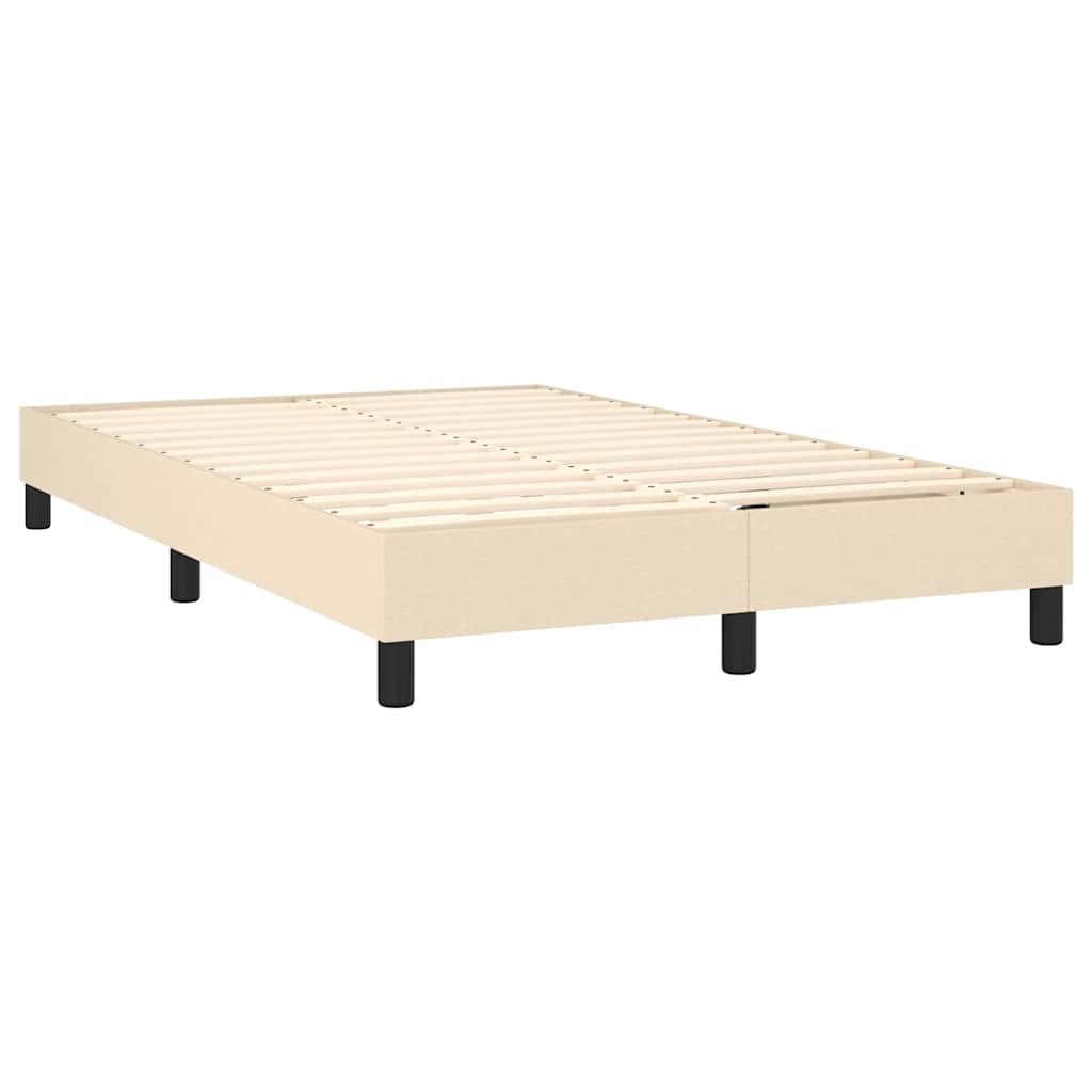 Κρεβάτι Boxspring με Στρώμα & LED Κρεμ 120x200 εκ. Υφασμάτινο