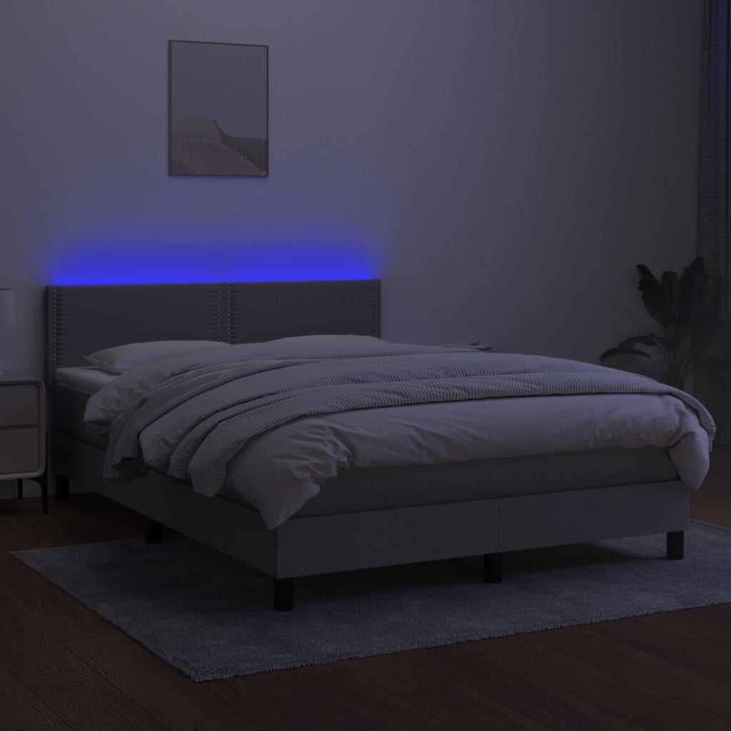 Κρεβάτι Boxspring με Στρώμα & LED Αν.Γκρι 140x190εκ. Υφασμάτινο - Pakobazaar