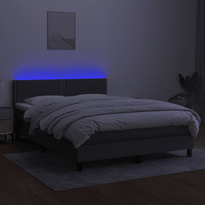 Κρεβάτι Boxspring με Στρώμα & LED Σκ.Γκρι 140x190 εκ Υφασμάτινο