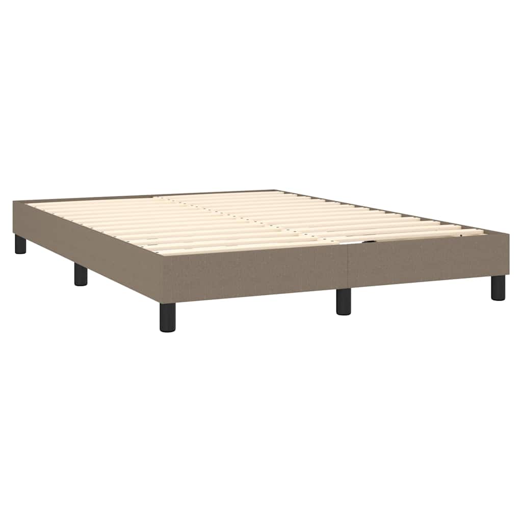 Κρεβάτι Boxspring με Στρώμα & LED Taupe 140x190 εκ. Υφασμάτινο