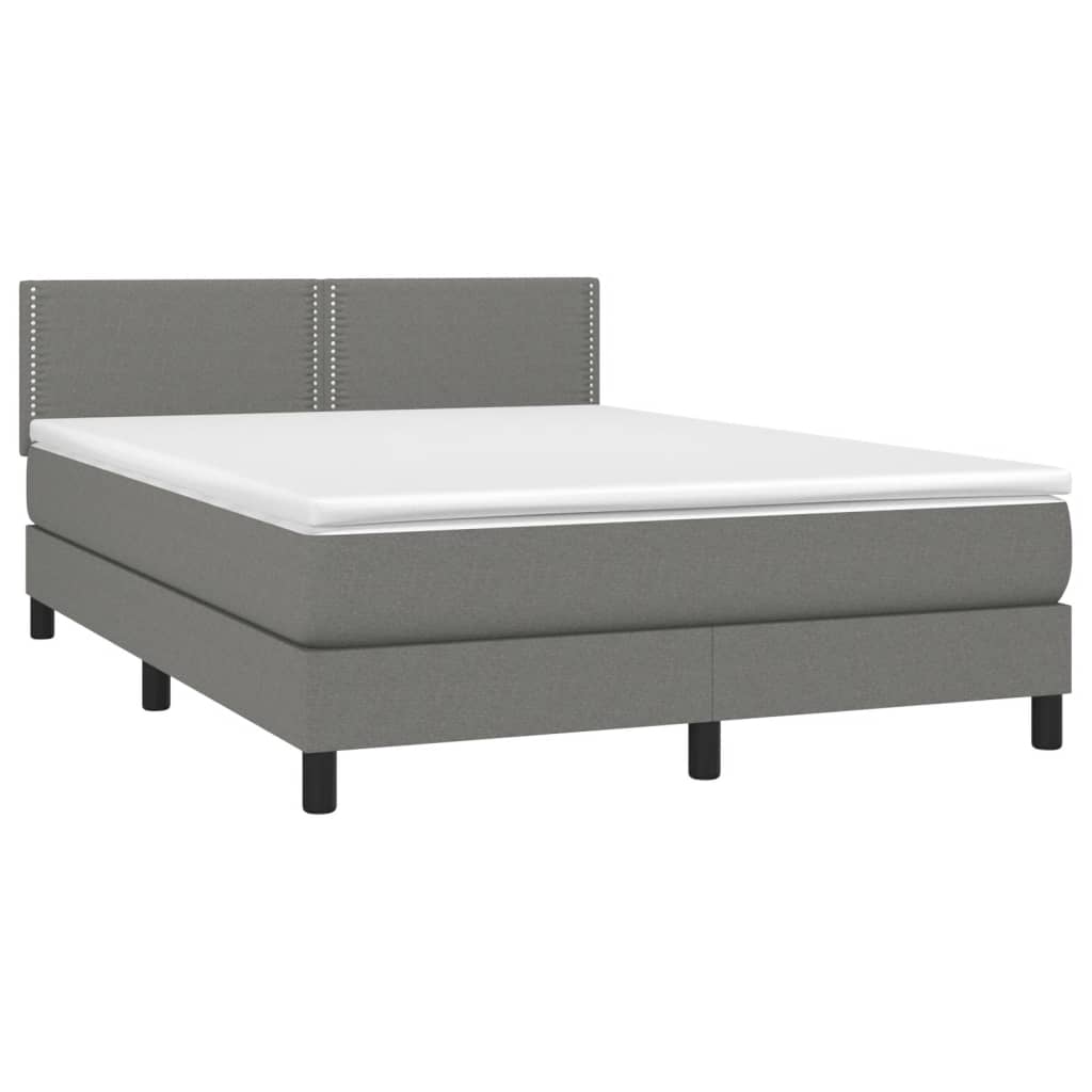 Κρεβάτι Boxspring με Στρώμα & LED Σκ.Γκρι 140x200 εκ Υφασμάτινο