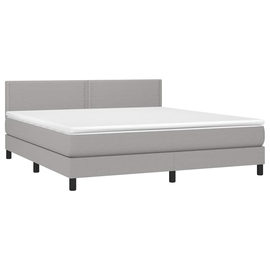 Κρεβάτι Boxspring με Στρώμα & LED Αν.Γκρι 160x200 εκ Υφασμάτινο - Pakobazaar