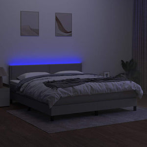 Κρεβάτι Boxspring με Στρώμα & LED Αν.Γκρι 160x200 εκ Υφασμάτινο - Pakobazaar