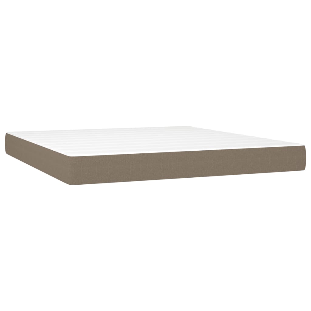 Κρεβάτι Boxspring με Στρώμα & LED Taupe 160x200 εκ. Υφασμάτινο