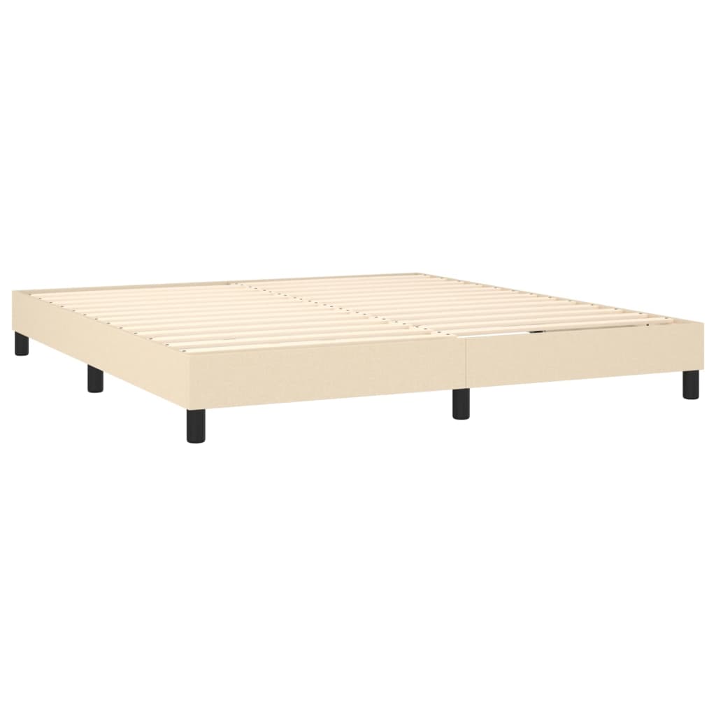 Κρεβάτι Boxspring με Στρώμα & LED Κρεμ 160x200 εκ. Υφασμάτινο