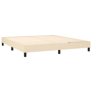 Κρεβάτι Boxspring με Στρώμα & LED Κρεμ 160x200 εκ. Υφασμάτινο