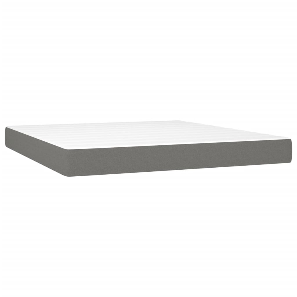 Κρεβάτι Boxspring με Στρώμα & LED Σκ.Γκρι 180x200 εκ Υφασμάτινο