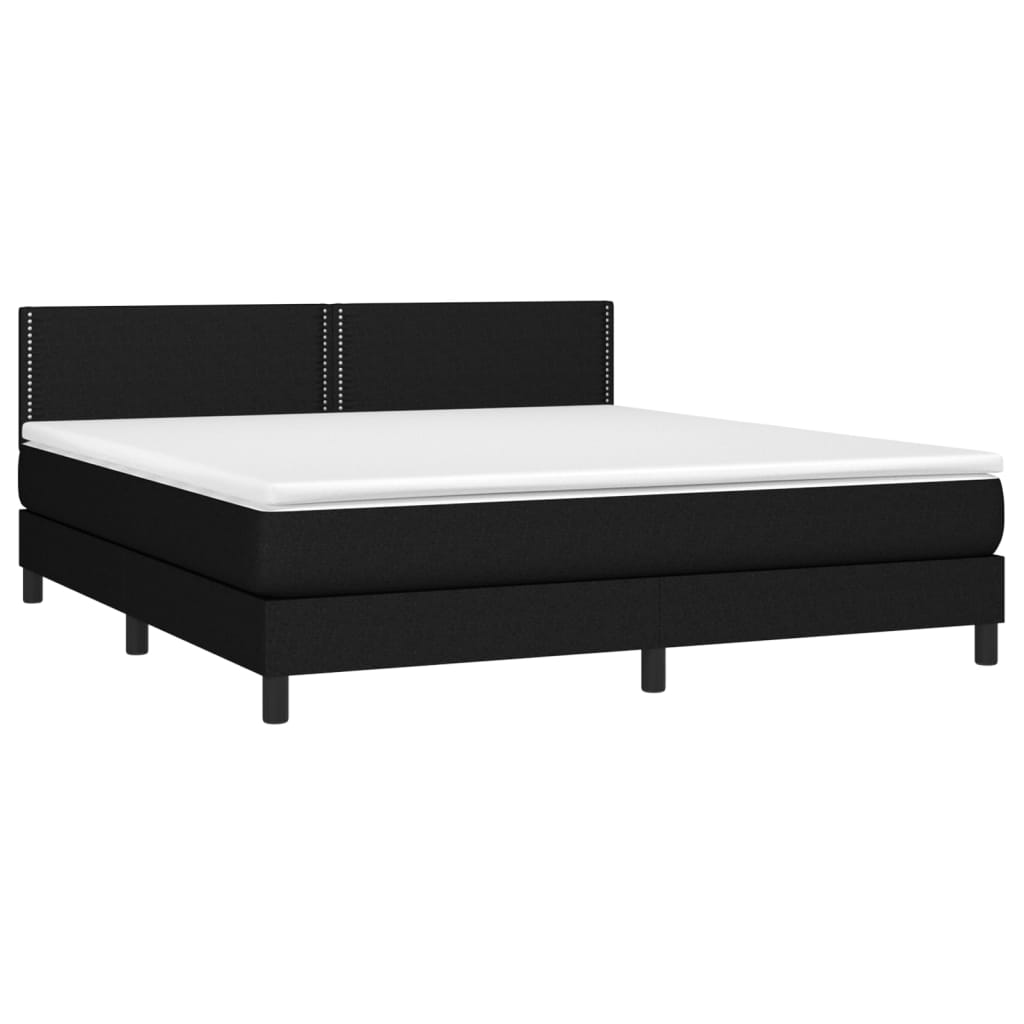 Κρεβάτι Boxspring με Στρώμα & LED Μαύρο 180x200 εκ. Υφασμάτινο