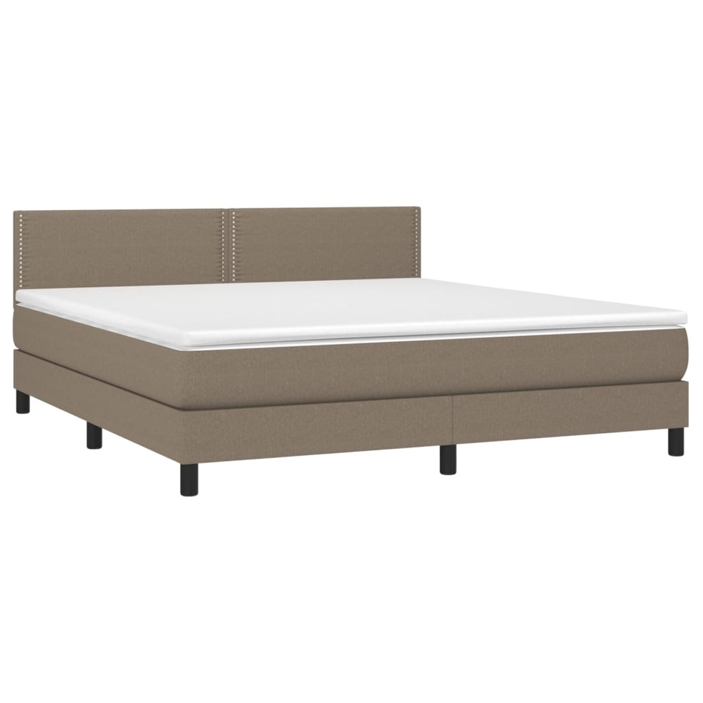 Κρεβάτι Boxspring με Στρώμα & LED Taupe 180x200 εκ. Υφασμάτινο