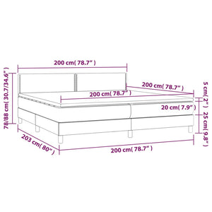 Κρεβάτι Boxspring με Στρώμα & LED Σκ.Γκρι 200x200εκ. Υφασμάτινο - Pakobazaar