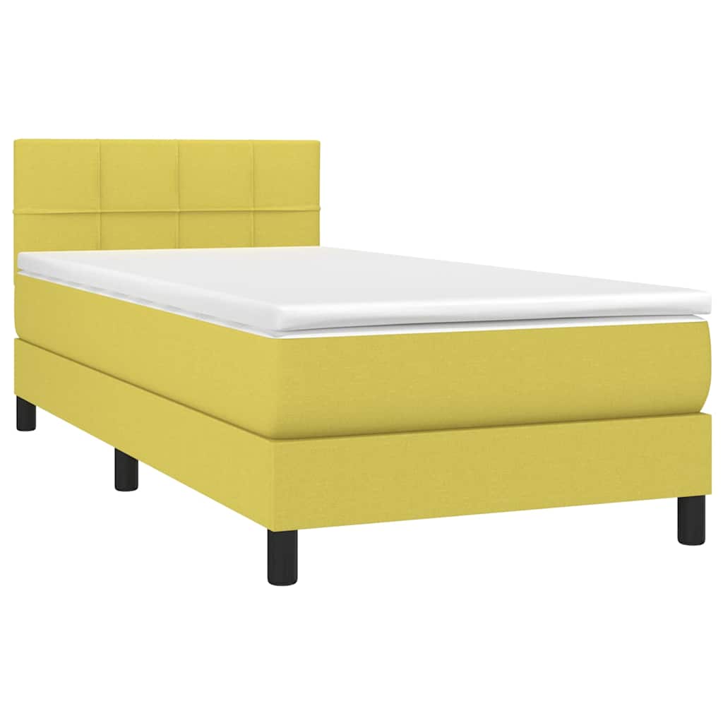 Κρεβάτι Boxspring με Στρώμα & LED Πράσινο 80x200 εκ. Υφασμάτινο