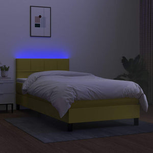 Κρεβάτι Boxspring με Στρώμα & LED Πράσινο 80x200 εκ. Υφασμάτινο