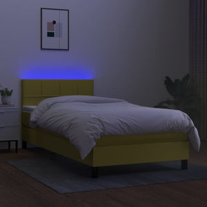 Κρεβάτι Boxspring με Στρώμα & LED Πράσινο 100x200 εκ Υφασμάτινο - Pakobazaar