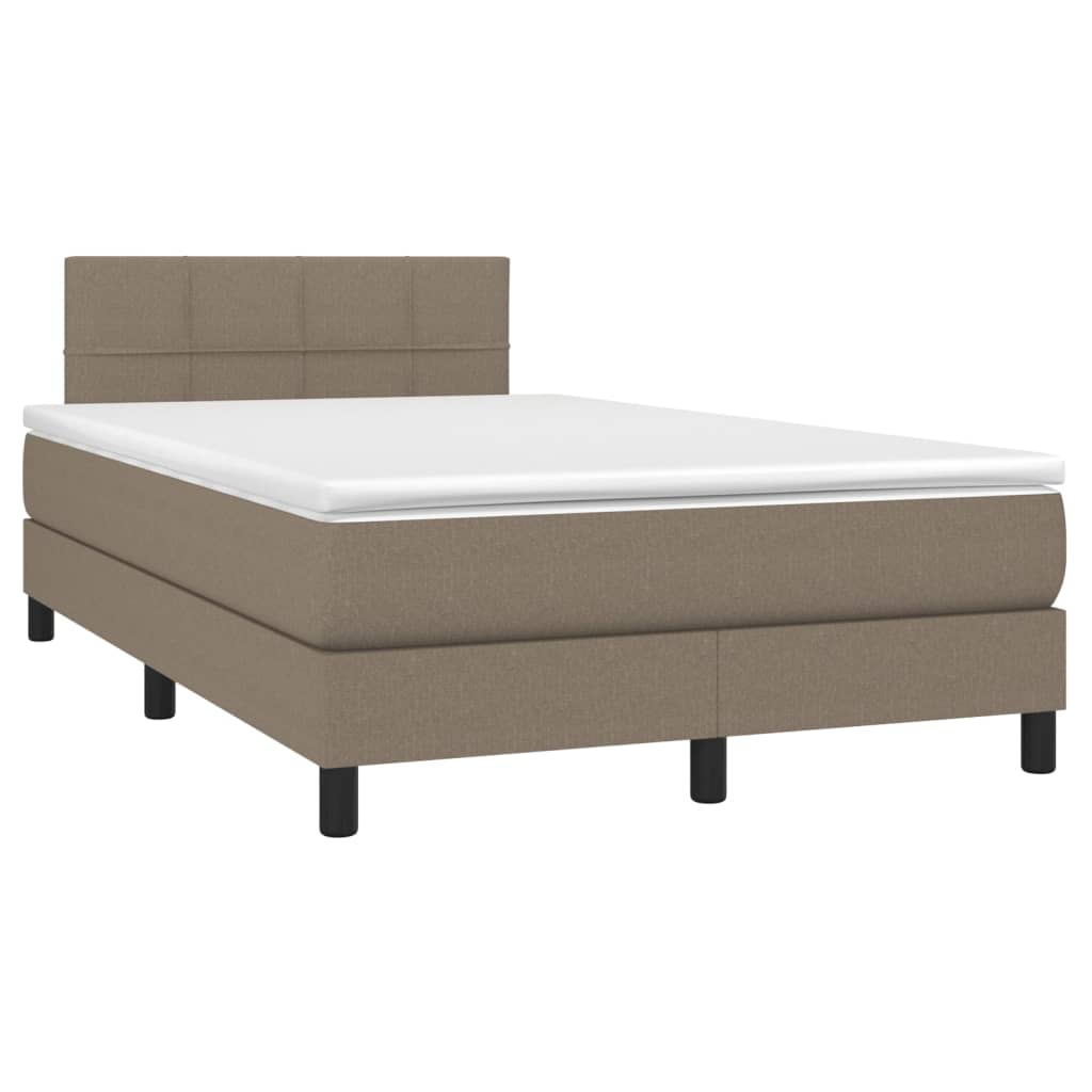 Κρεβάτι Boxspring με Στρώμα & LED Taupe 120x200 εκ. Υφασμάτινο