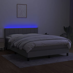 Κρεβάτι Boxspring με Στρώμα & LED Αν.Γκρι 140x190εκ. Υφασμάτινο