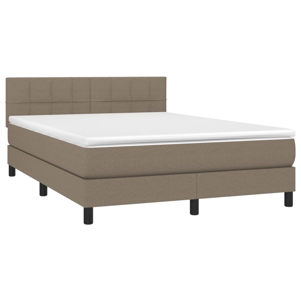 Κρεβάτι Boxspring με Στρώμα & LED Taupe 140x190 εκ. Υφασμάτινο