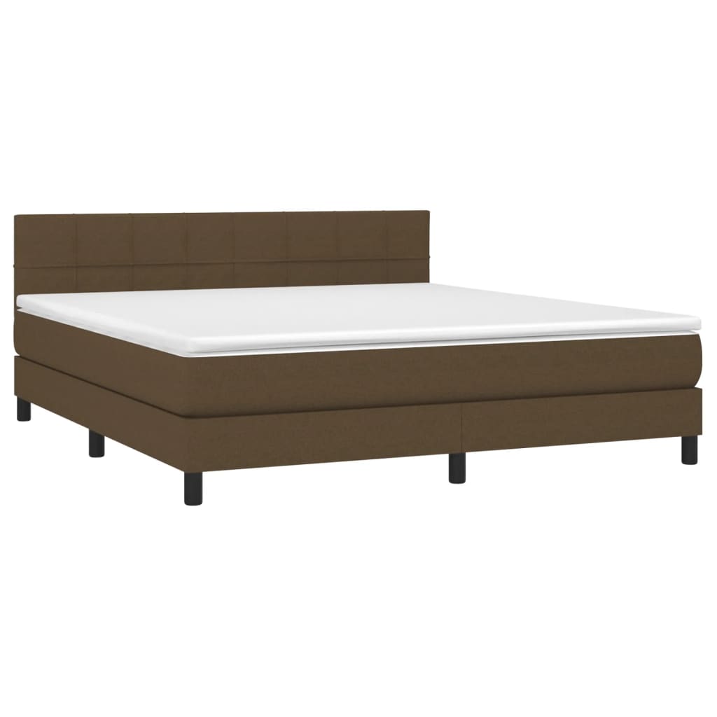 Κρεβάτι Boxspring με Στρώμα & LED Σκ.Καφέ 160x200 εκ Υφασμάτινο