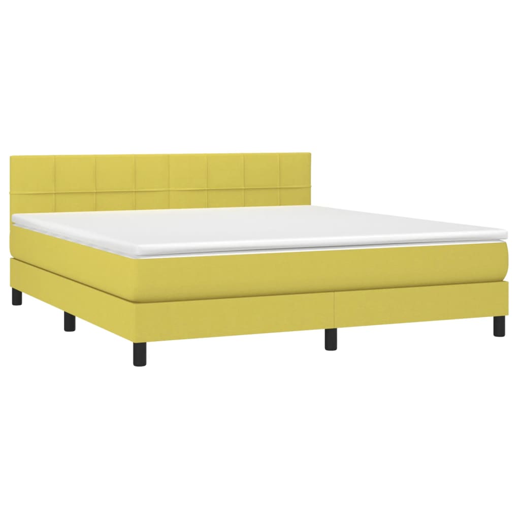Κρεβάτι Boxspring με Στρώμα & LED Πράσινο 160x200 εκ Υφασμάτινο - Pakobazaar
