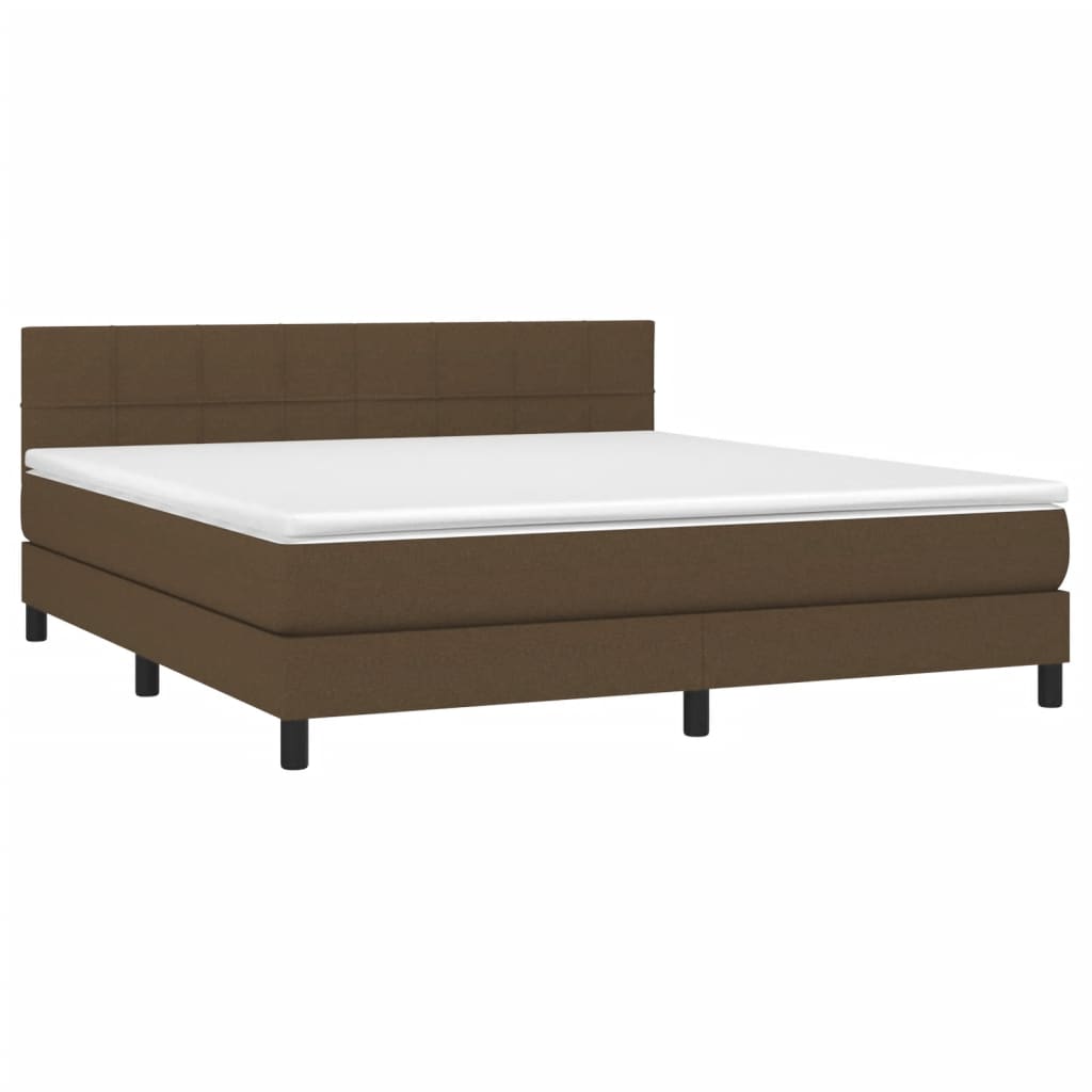 Κρεβάτι Boxspring με Στρώμα & LED Σκ.Καφέ 180x200εκ. Υφασμάτινο - Pakobazaar