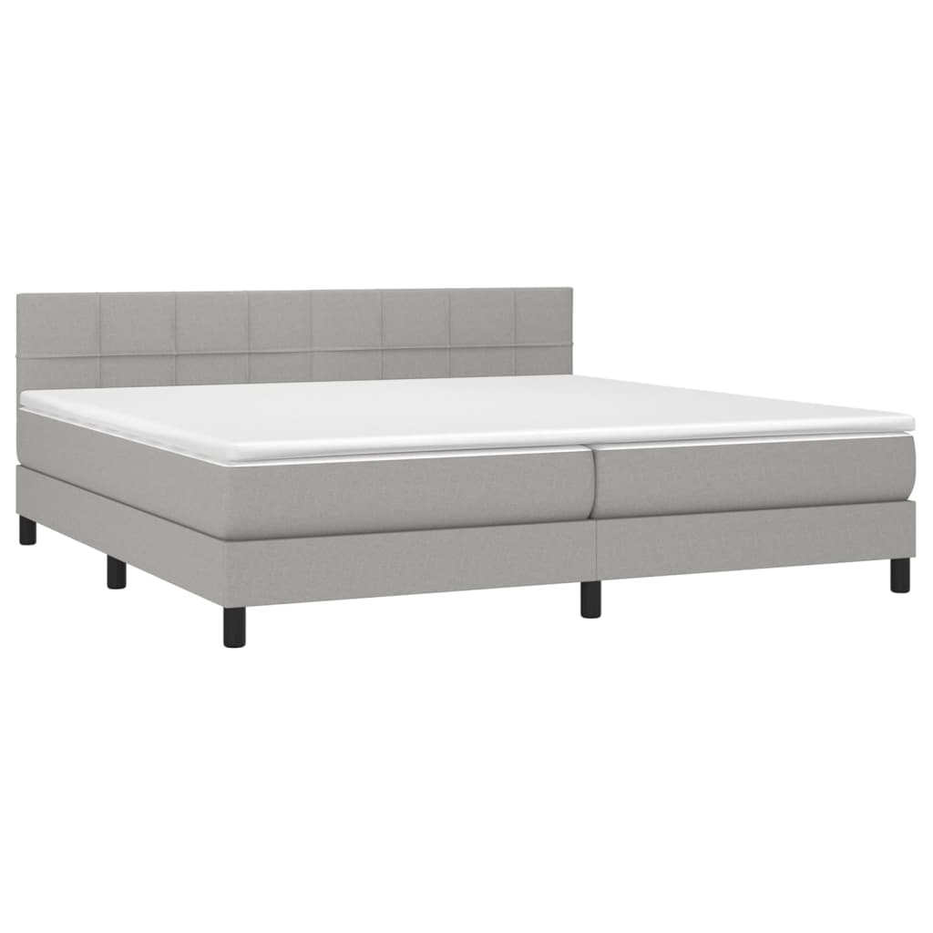 Κρεβάτι Boxspring με Στρώμα & LED Αν.Γκρι 200x200εκ. Υφασμάτινο - Pakobazaar