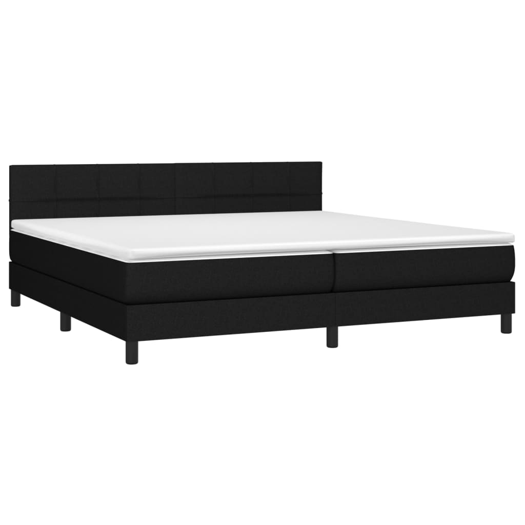 Κρεβάτι Boxspring με Στρώμα & LED Μαύρο 200x200 εκ. Υφασμάτινο - Pakobazaar