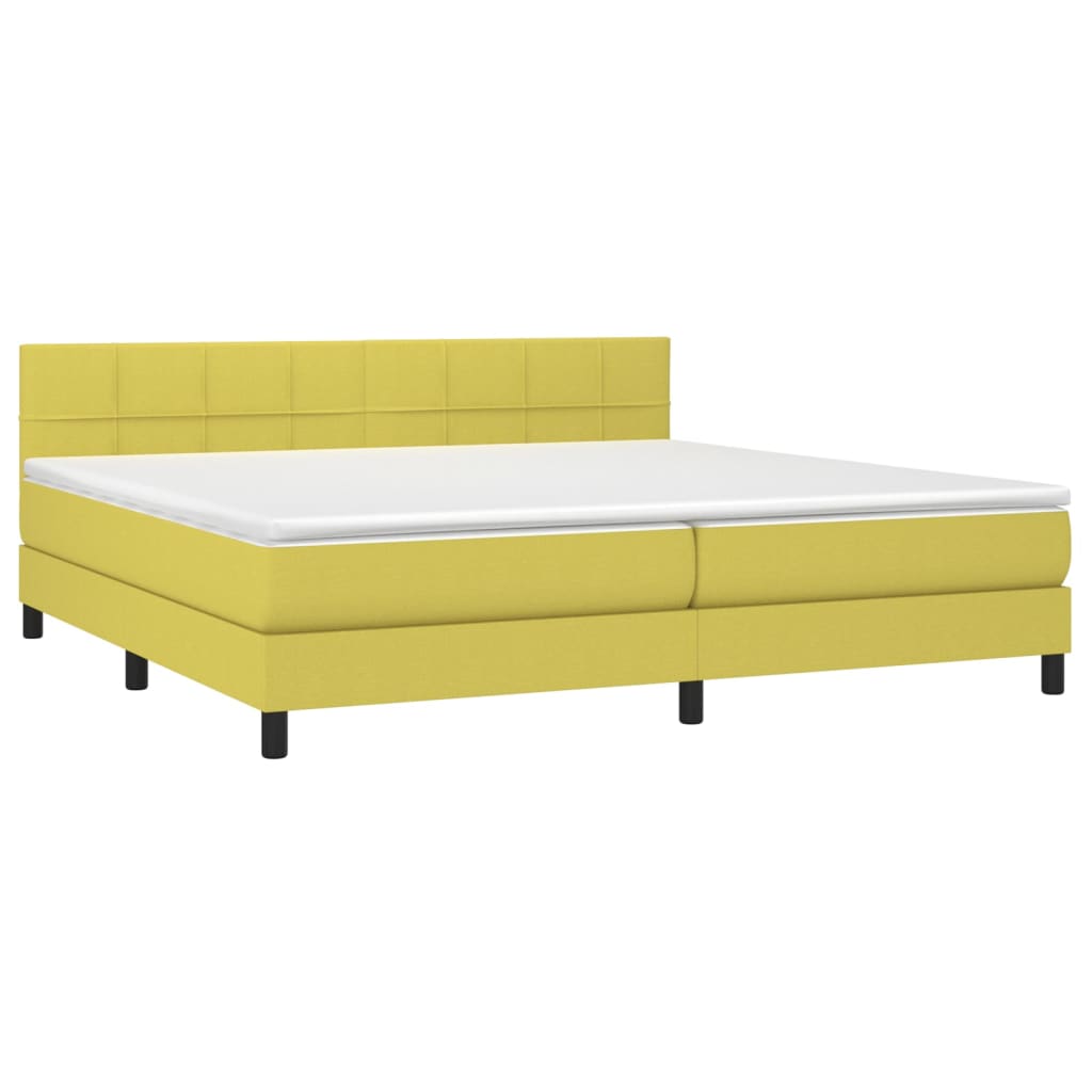 Κρεβάτι Boxspring με Στρώμα & LED Πράσινο 200x200 εκ Υφασμάτινο